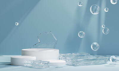 Wall Mural - ice podium for advertising. Natural beauty pedestal, 3d illustration