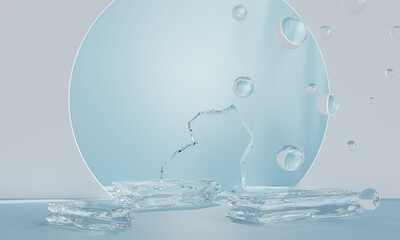 Wall Mural - ice podium for advertising. Natural beauty pedestal, 3d illustration