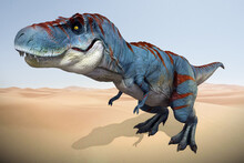 3D Illustration Of Tyrannosaurus Rex Desert Background 
