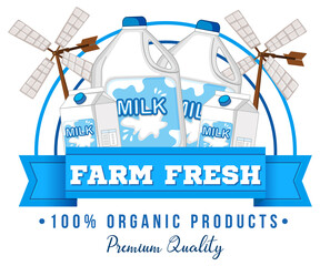 Wall Mural - logo design with farm fresh milk