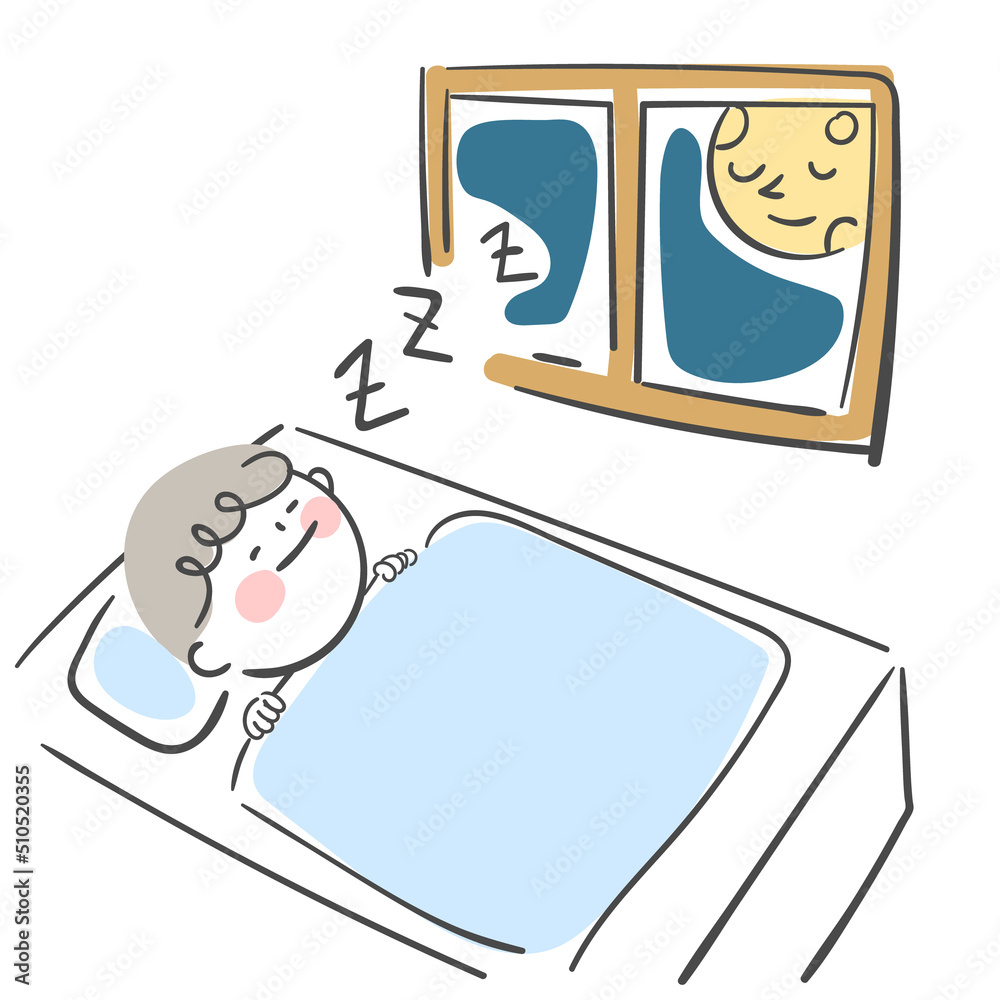 달이 비치는 창과 잠자는 아이 Stock Vector | Adobe Stock