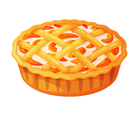 Poster - Baked Apricot Pie Made from Pastry Dough with Sweet Fruit Filling Vector Illustration