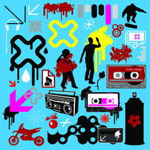 Retro Music Pattern. Musical Instruments. Street Lifestyle. Old School Tattoo Style. Dj Vinyl, Boom Box, Rock Guitar And Saxophone. Cute Background. Jazz, Funk, Disco And Soul Concept
