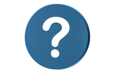 Fototapete - Blue Question mark sign icon. Help symbol. FAQ sign. 3d design style. isolated on white background