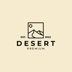 Wall Mural - desert with sun logo line art vector icon symbol graphic minimalist design illustration