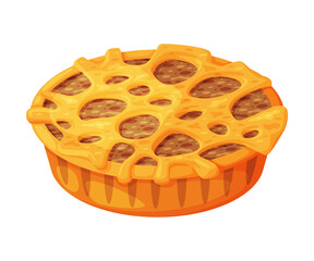 Sticker - Baked Pie Made from Pastry Dough with Sweet Filling Vector Illustration