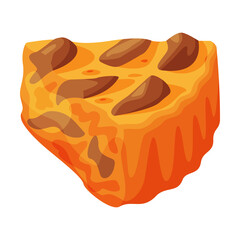 Sticker - Cut Piece of Baked Pie with Chocolate Filling and Shortcrust Pastry Vector Illustration