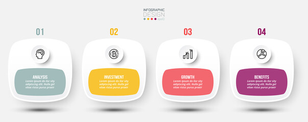 Wall Mural - Infographic template business concept with step.
