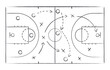 Basketball strategy field, game tactic chalkboard template. Hand drawn basketball game scheme, learning board, sport plan vector illustration