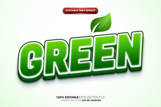 green fresh nature 3D logo mock up template Editable text Effect Style