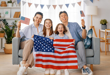 Wall Mural - Family with American flag