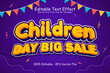 © Valiant15 - Children Day Big Sale Editable Text Effect 3 Dimension Emboss Cartoon Style