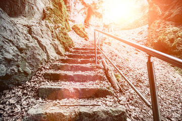 Wall Mural - stairs going up in the mountains..