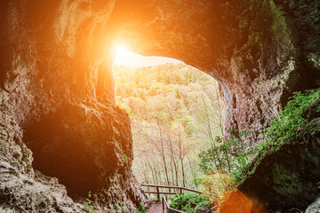 Wall Mural - stairs going up in the mountains.