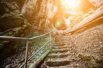 Wall Mural - stairs going up in the mountains..