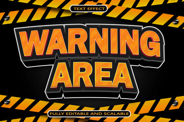 Wall Mural - Warning Area Editable Text Effect 3 Dimension Emboss Modern Style