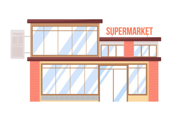 Poster - Supermarket semi flat color vector object. Editable figure. Full sized item on white. Grocery simple cartoon style illustration for web graphic design and animation. Bebas Neue font used
