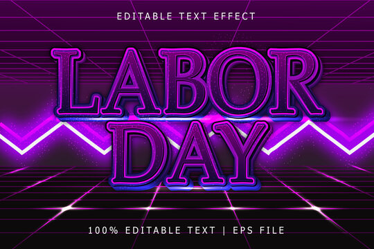 Labor Day Editable Text Effect 3 Dimension Emboss Retro Style