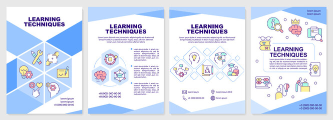 Learning techniques and principles brochure template. Leaflet design with linear icons. Editable 4 vector layouts for presentation, annual reports. Arial-Black, Myriad Pro-Regular fonts used