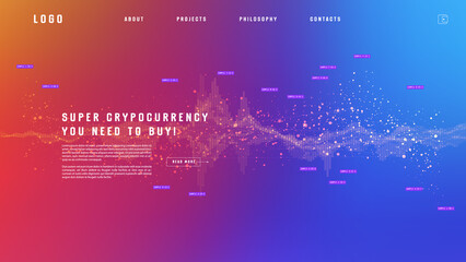 Poster - Landing page abstract design with big data. Template for website or app.