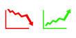 © stefanbalaz - Graph going Up and Down sign with green and red arrows vector. Flat design vector illustration concept of sales bar chart symbol icon with arrow moving down and sales bar chart with arrow moving up.
