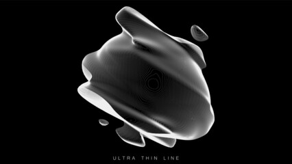 Aufkleber - distorted line spheres. vector thin line glitch geometry.