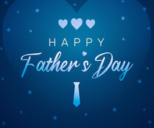 Happy Father's Day Abstract Minimalist Background In Blue Color With Tie And Stars. Father Day Wallpaper