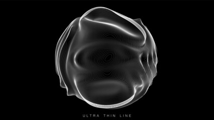 Aufkleber - ultra thin line fluid geometry. dynamic vector distorted spheres.