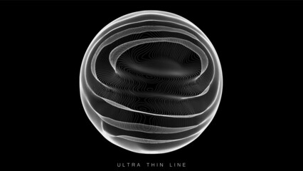 Aufkleber - ultra thin line fluid geometry. dynamic vector distorted spheres.