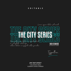 Wall Mural - Urban Tosca The city series glitch line and signature text effect editable premium vector