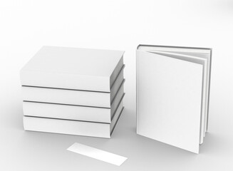 Poster - template empty book mockup set white background