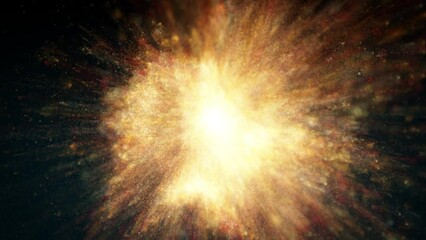 Poster - Shockwave Star Explosion Background Fx Loop/ 4k animation of an abstract shockwave explosion background loop with fractal particles shining and depth of field  