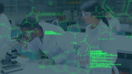 Poster - Animation of scientific data processing over diverse scientists working in laboratory