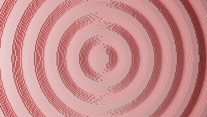 Poster - 3d rendering of delicate pink concentric circles, waves of pixel cubes. abstract 3d background illus