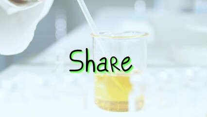 Poster - Animation of share text over scientist in lab