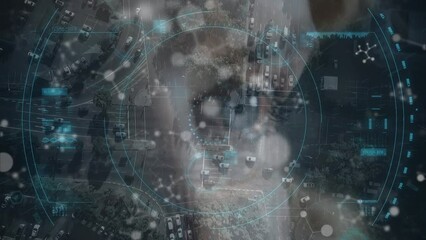 Poster - Animation of molecules and scope scanning over eye of caucasian woman