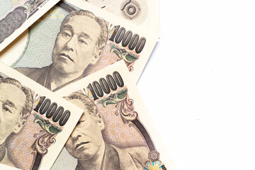 Poster - Group of Japanese banknote 10000 yen background with copy space