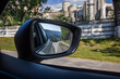 road runs back in back mirror travel scenery