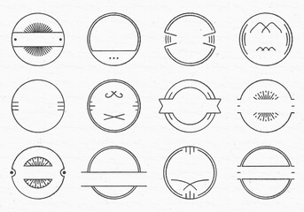 Wall Mural - vintage badge or label, retro stamp or seal frame or border set isolated on the grunge background. r