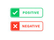 Positive and negative label banner button with check mark icon sign, checkmark tick and cross sign checkbox icons