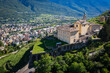 Sondrio, Valtellina, Italy, Aerial view of Sondrio and the Convent of S. Lorenzo