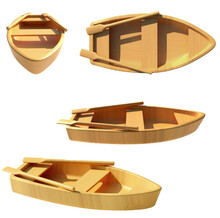 Wooden Boat 3d Render Illustration