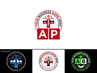 Creative AP Logo Icon, Letter Ap a&p Logo Design For Doctors