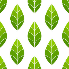 Wall Mural - green leaves wallpaper pattern.