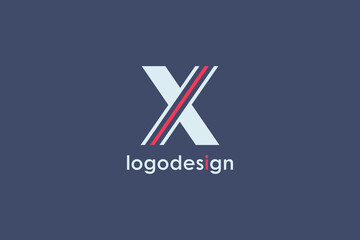 Leinwandbilder - Simple Initial Letter X Logo. White and Red Geometric Shape isolated on Blue Background. Usable for Business and Branding Logos. Flat Vector Logo Design Template Element.
