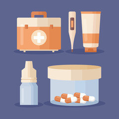 Wall Mural - five medicine items