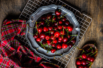 Summer organic sweet cherry berries 