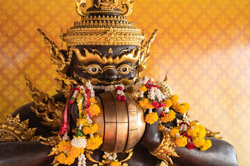 rahu, the demon who causes eclipses, in thailand, it is believed that this demon eats the moon, caus