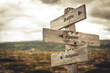 © Jon Anders Wiken - battle against inflation text quote on wooden signpost outdoors in nature. Inflation, economy and finance concept.