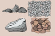 Various stones collection. Stones seamless pattern